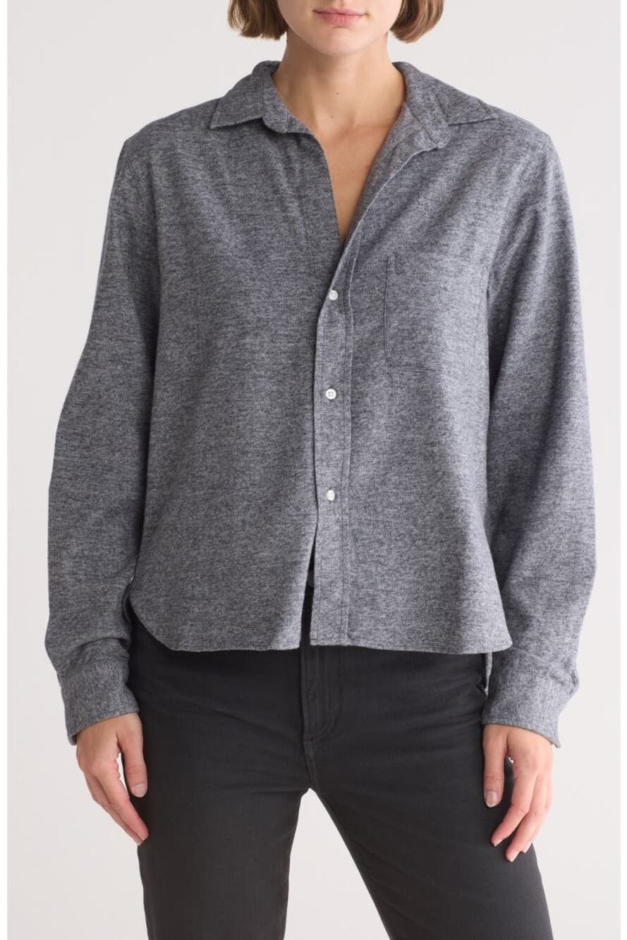 Frank & Eileen Women's Silvio Soft Button-Up Shirt Heather Gray Size M NWOT